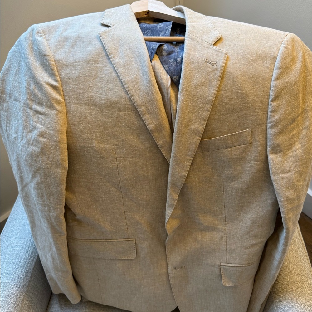 Joseph Abboud tan linen blend suit